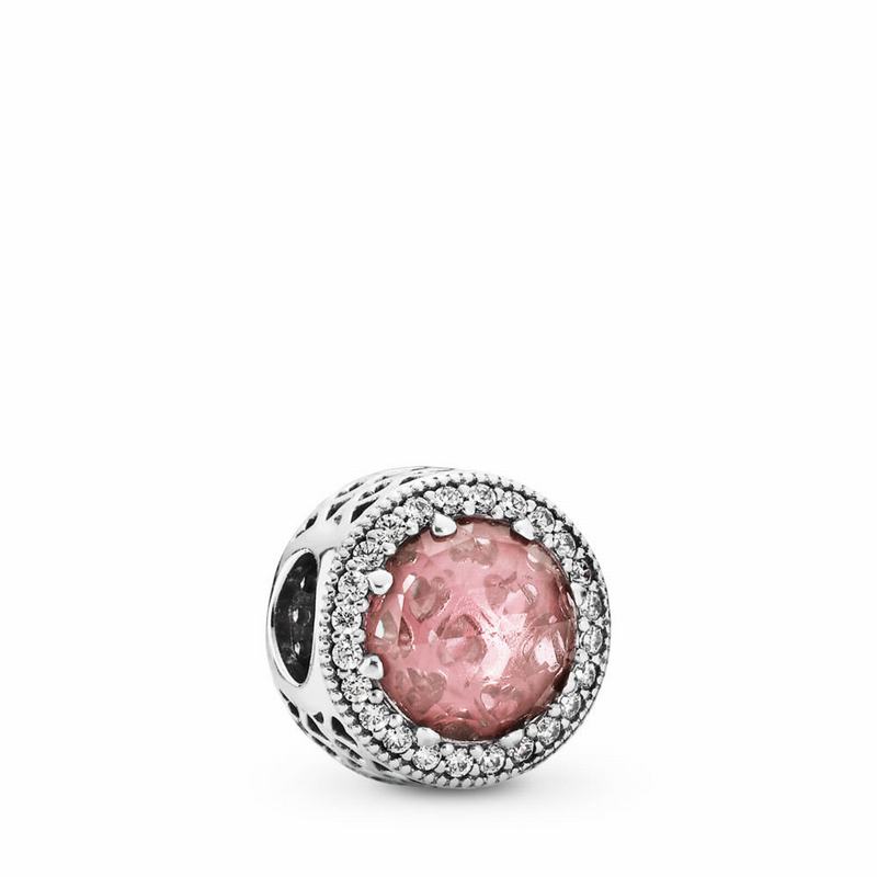 Pandora Radiant Hearts Charm Europe - Sterling Silver/Pink/Mixed Stones/Cubic Zirconia - 831470AYV